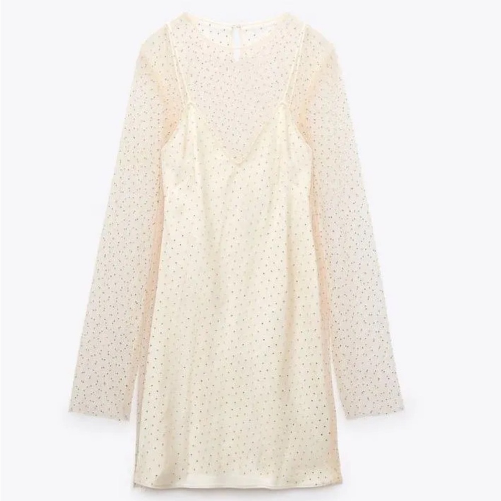 New Zara Gold Rhinestone Mini Dress - Picture 7 of 16